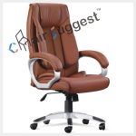 Brown leather high back chair